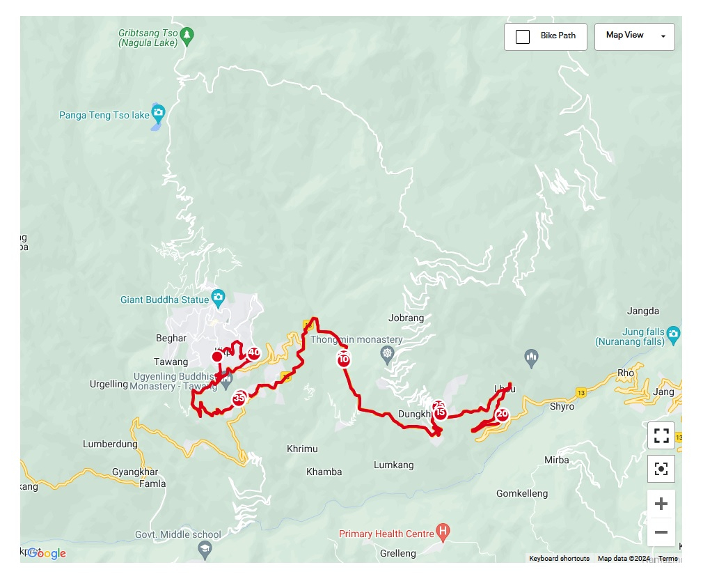 Tawang Marathon Full Marathon race route