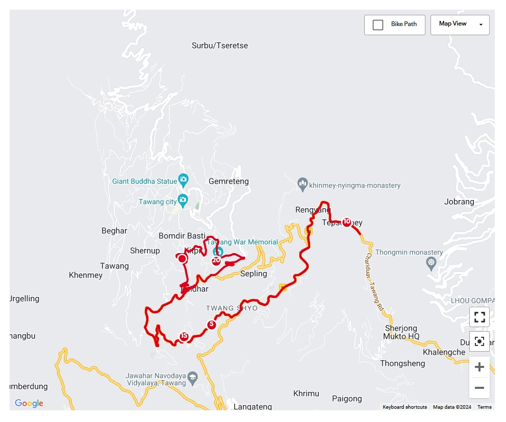 Tawang Marathon Half Marathon race route